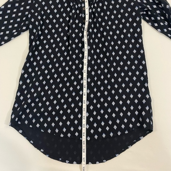 MUDD Long Sleeve Blouse, Navy Blue w White, Size Small - Picture 5 of 9